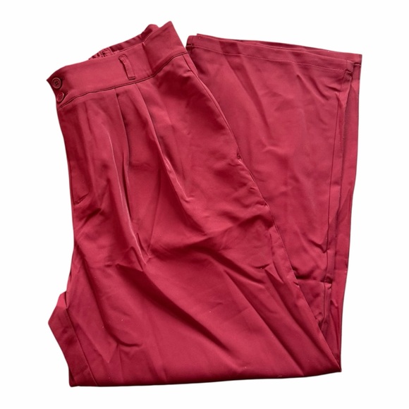 Halara Red Flex High Waisted Zipper Pocket Shirred Straight Leg Work Pants XL - Picture 3 of 13